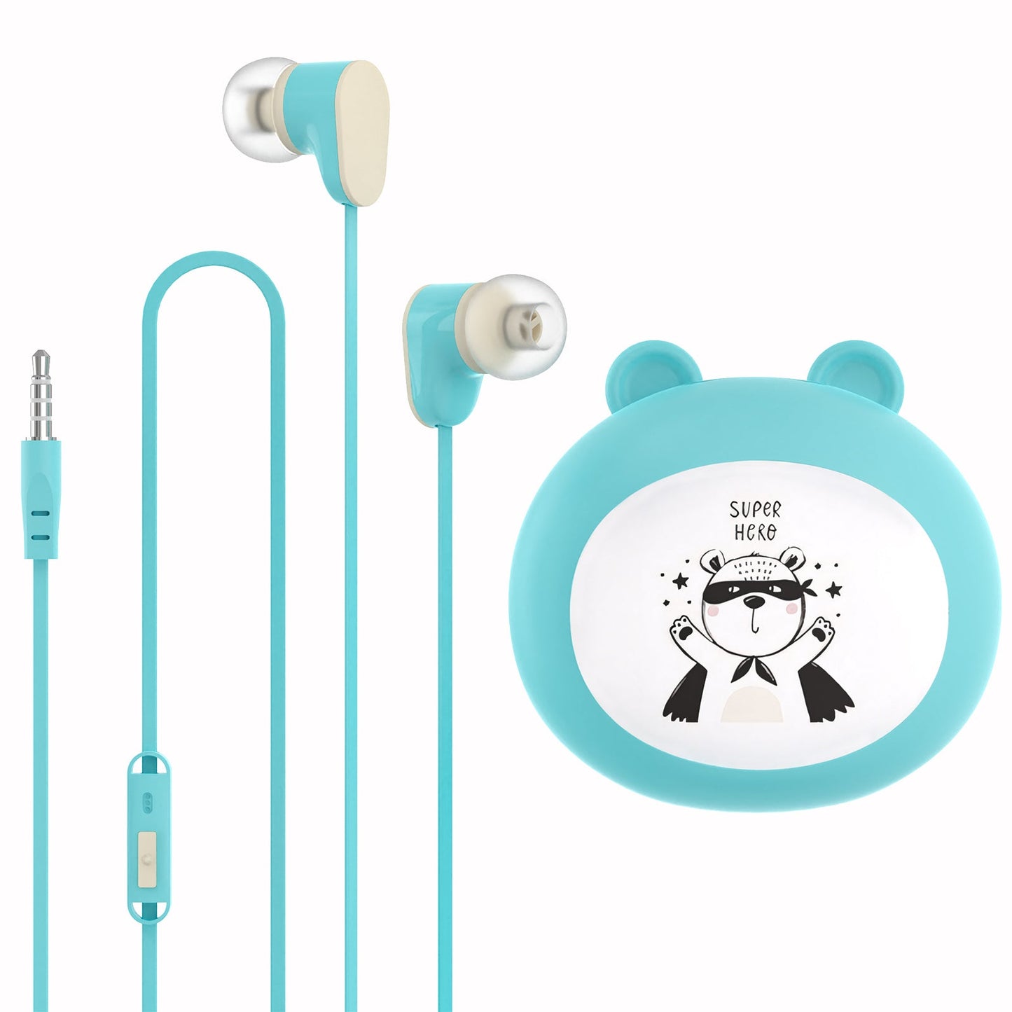 Geekria Kids Wired Earbuds with Mic for School 85dB Volume Limit Blue