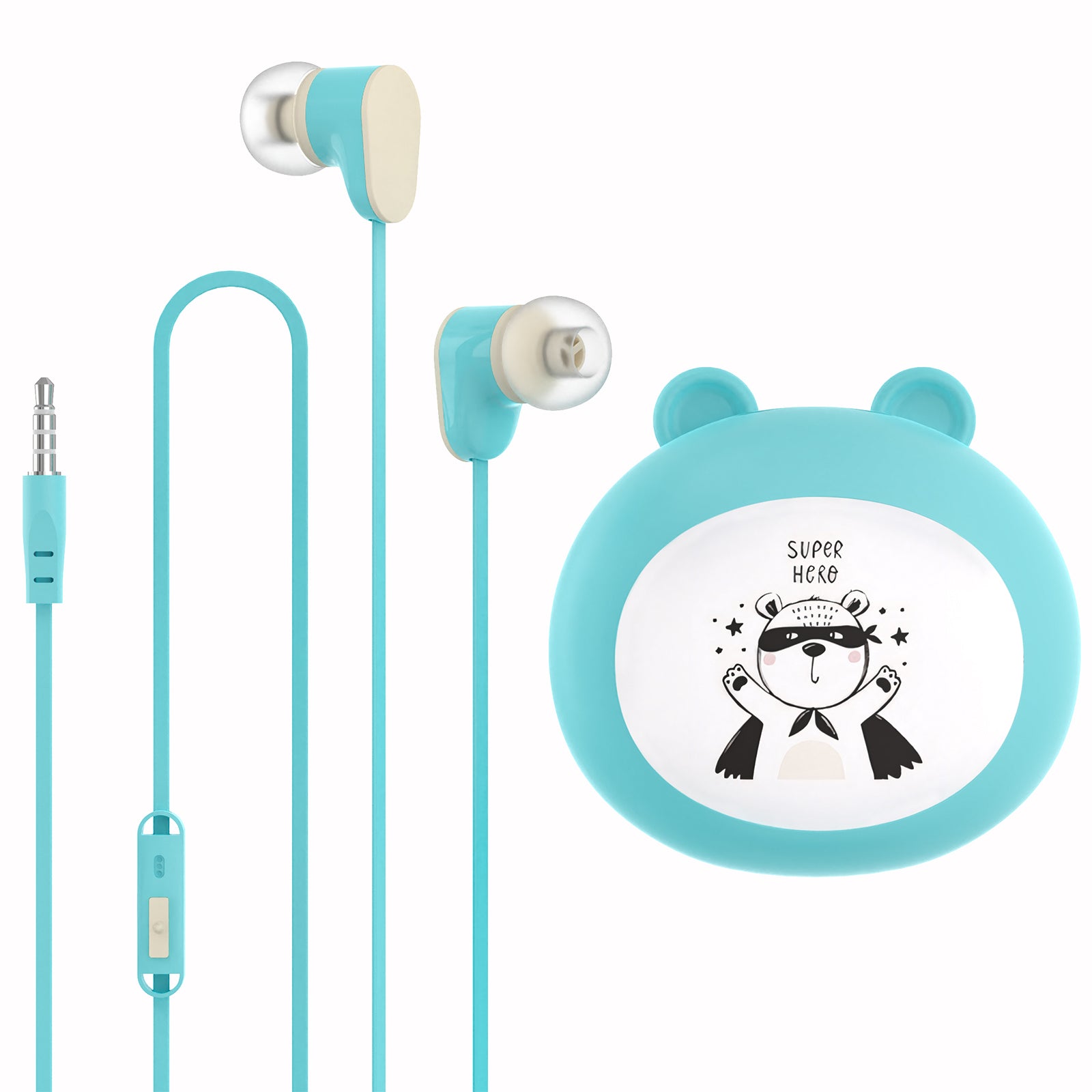 Geekria Kids Wired Earbuds with Mic for School 85dB Volume Limit Blue