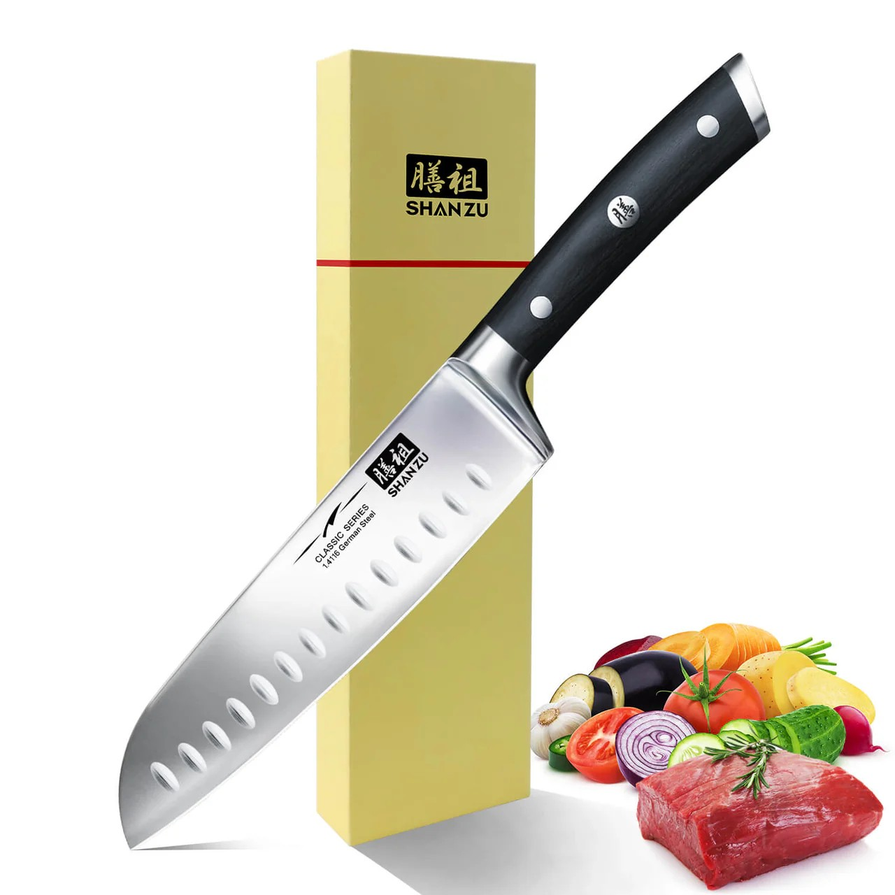 SHAN ZU Classic 7" Santoku Knife Sharp Fine Clean