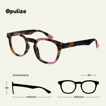 Opulize AVA Reading Glasses Rounded Tortoiseshell Frame Unisex Spring Hinges