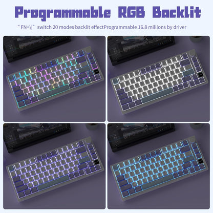 Ajazz AK820 Pro RGB Wireless Mechanical Keyboard with Smart TFT Screen Purple