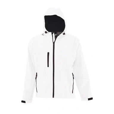 Men's Lightweight Hooded Softshell Rain Jacket – Durable Polyester, White
