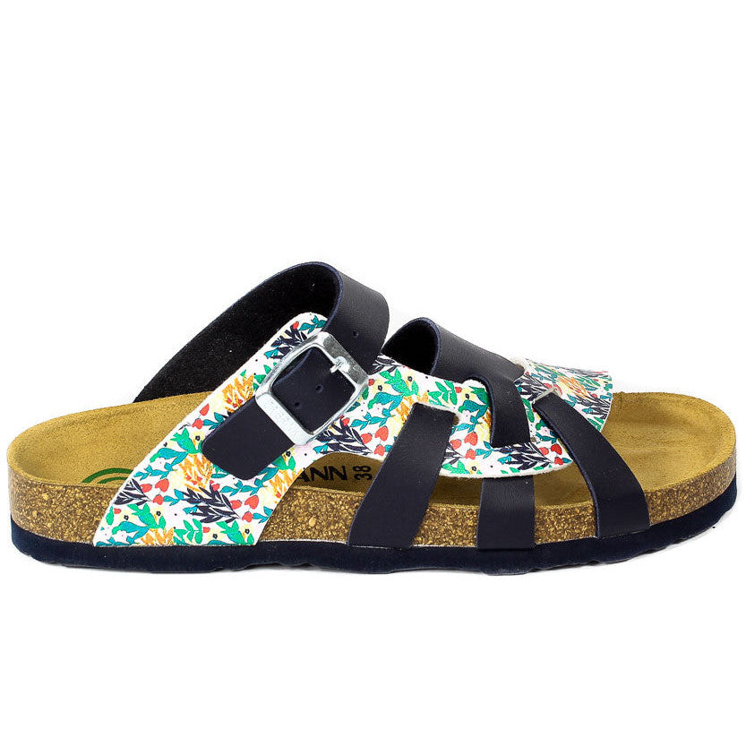 Brinkmann Women's Flat Floral Buckle Comfort Slides - Stylish Summer Footwear