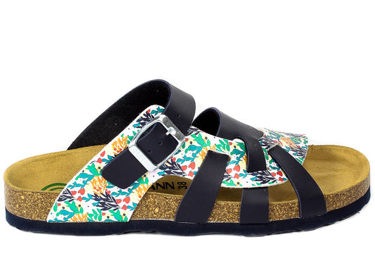 Brinkmann Women's Flat Floral Buckle Comfort Slides - Stylish Summer Footwear