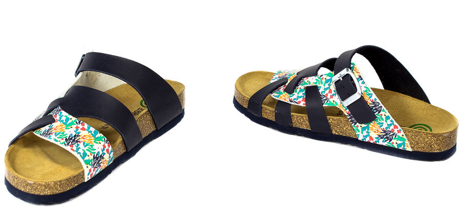 Brinkmann Women's Flat Floral Buckle Comfort Slides - Stylish Summer Footwear