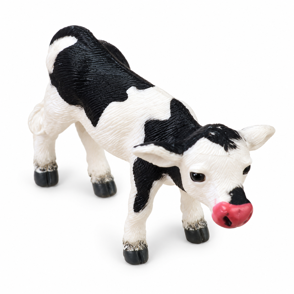 Farm Animal Toy Black & White Calf Figurine
