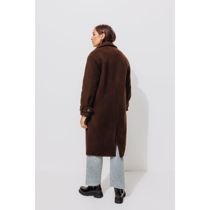 Iconic SIMONE Chestnut Brown Wool Blend Mid-Length Double-Breasted Winter Coat