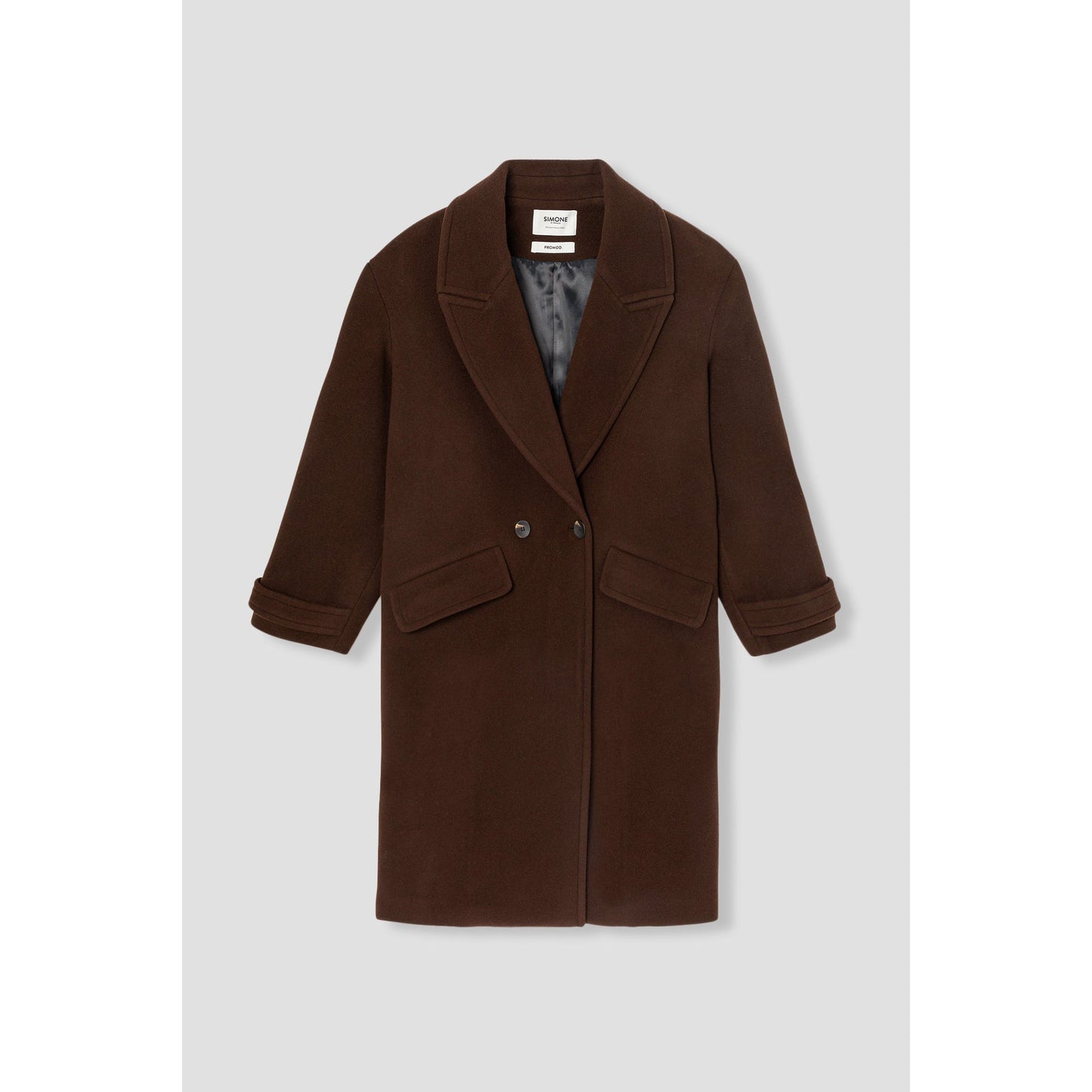 Iconic SIMONE Chestnut Brown Wool Blend Mid-Length Double-Breasted Winter Coat