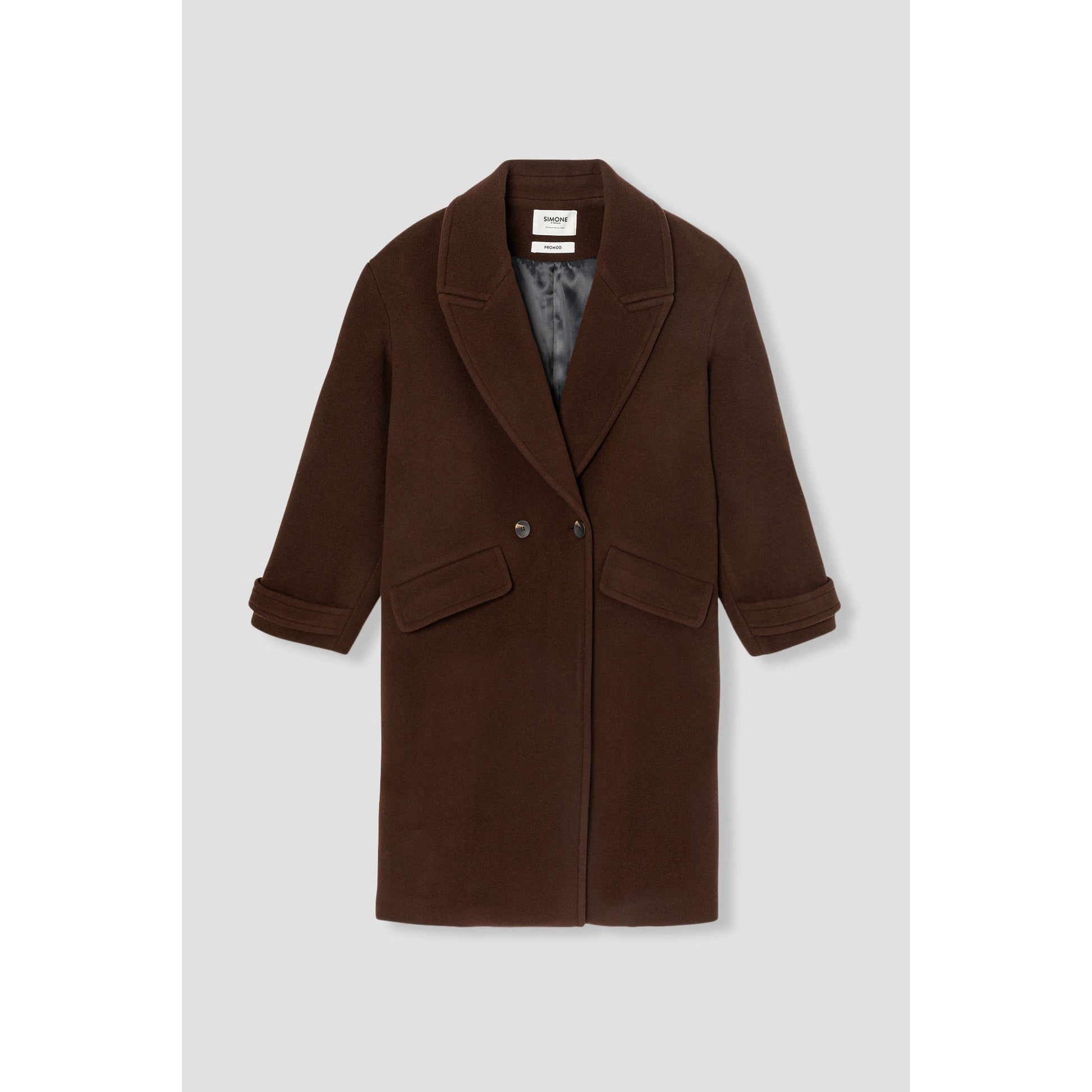 Iconic SIMONE Chestnut Brown Wool Blend Mid-Length Double-Breasted Winter Coat