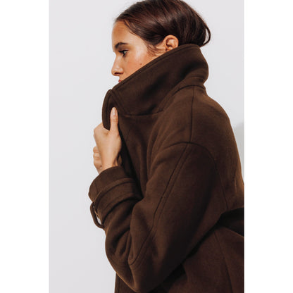 Iconic SIMONE Chestnut Brown Wool Blend Mid-Length Double-Breasted Winter Coat