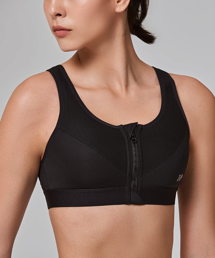 Power Classic Zip High Support Running Bra – Black