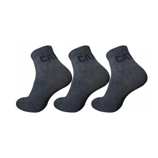 CAT Work Quarter Socks 3-Pack: Grey, Durable, Men's US Sizes 9.5-12