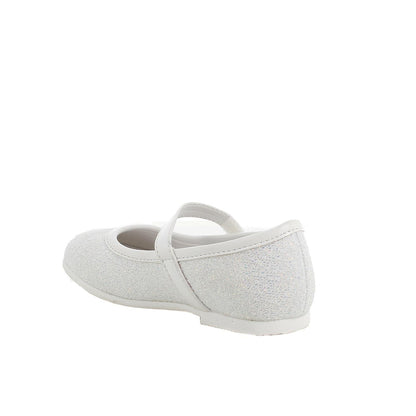 Girls' Elegant White Mary Jane Shoes with Velcro, Breathable Leather Insole