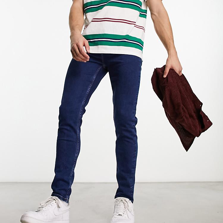 ASOS DESIGN Men's Dark Wash Blue Skinny Fit Stretch Denim Jeans