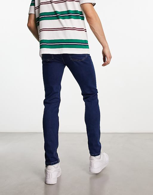 ASOS DESIGN Men's Dark Wash Blue Skinny Fit Stretch Denim Jeans
