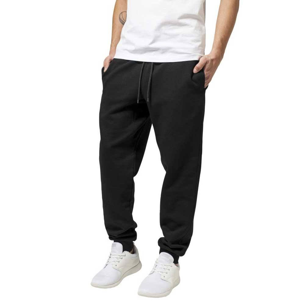 Urban Classics Men's Basic Black Jogging Pants: Comfort, Style, Zipper Pockets