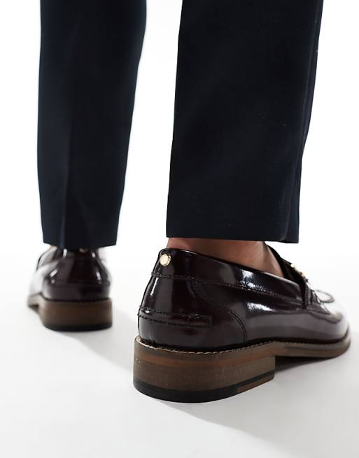 Men's Burgundy Leather Tassel Loafers: Classic Slip-On Dress Shoes