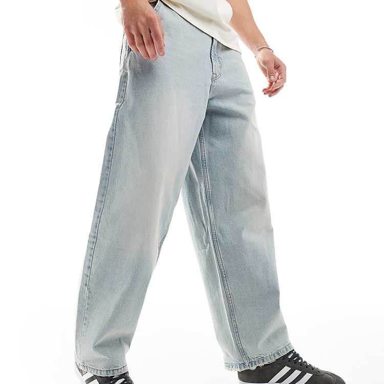 Bershka Skater Fit Light Blue Denim Jeans - Relaxed, Regular Rise, Comfortable