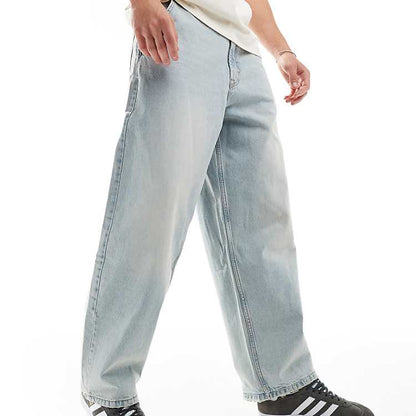 Bershka Skater Fit Light Blue Denim Jeans - Relaxed, Regular Rise, Comfortable