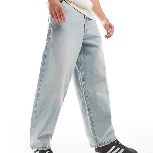 Bershka Skater Fit Light Blue Denim Jeans - Relaxed, Regular Rise, Comfortable