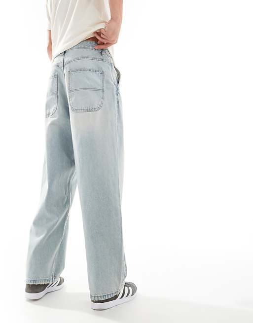 Bershka Skater Fit Light Blue Denim Jeans - Relaxed, Regular Rise, Comfortable