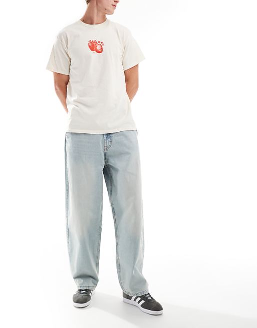 Bershka Skater Fit Light Blue Denim Jeans - Relaxed, Regular Rise, Comfortable