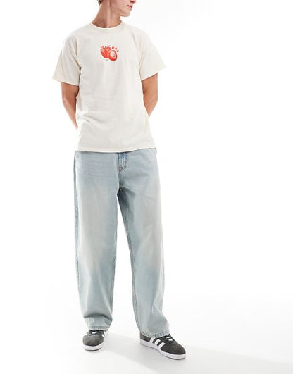 Bershka Skater Fit Light Blue Denim Jeans - Relaxed, Regular Rise, Comfortable