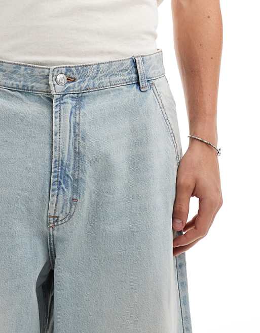 Bershka Skater Fit Light Blue Denim Jeans - Relaxed, Regular Rise, Comfortable