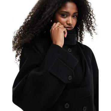 ASOS DESIGN Women's Elegant Black Cropped Cape Formal Coat Stylish Outerwear