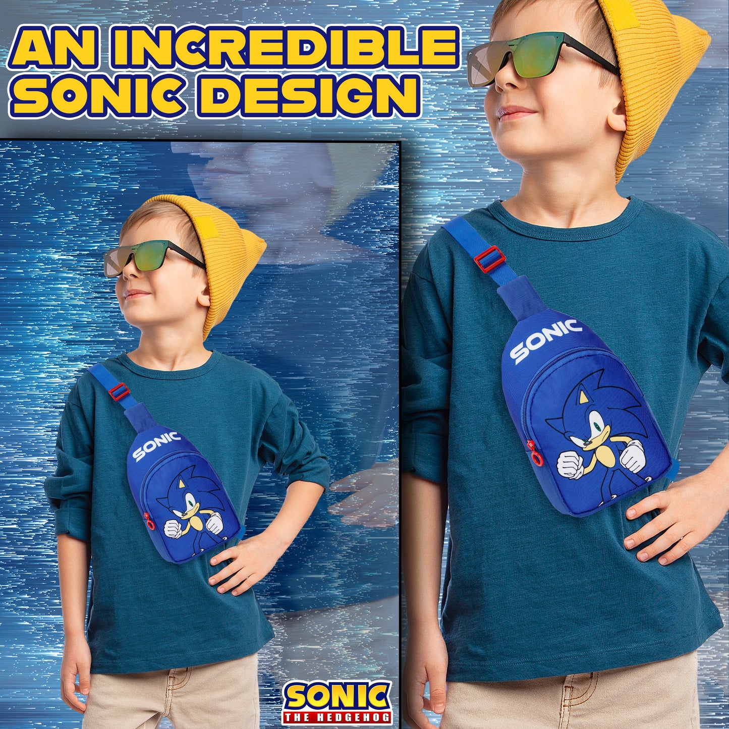 Sonic The Hedgehog Boys Adjustable Crossbody Bag with Zipped Pocket