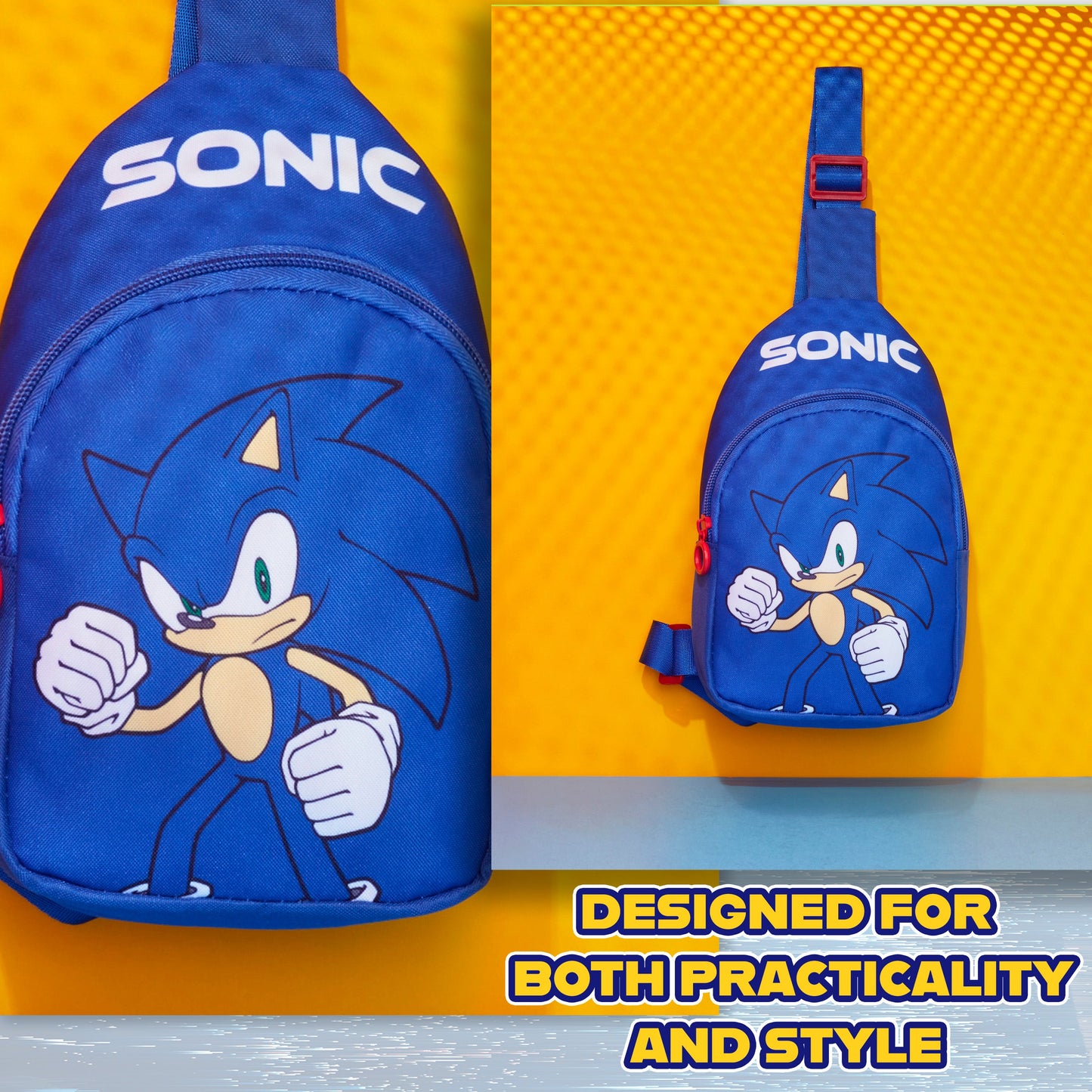 Sonic The Hedgehog Boys Adjustable Crossbody Bag with Zipped Pocket