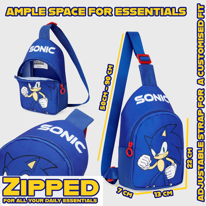 Sonic The Hedgehog Boys Adjustable Crossbody Bag with Zipped Pocket