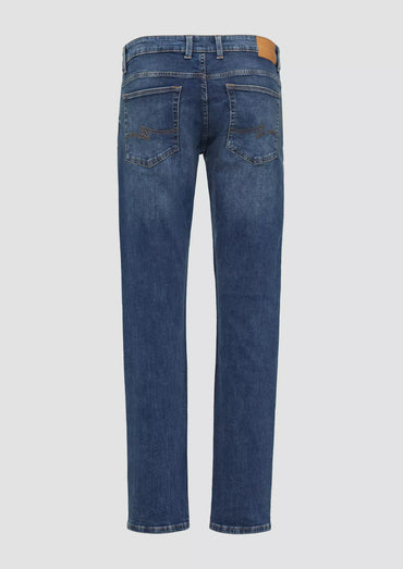 Men's Rick Slim Fit Blue Denim Jeans with Garment Wash Stretch Cotton