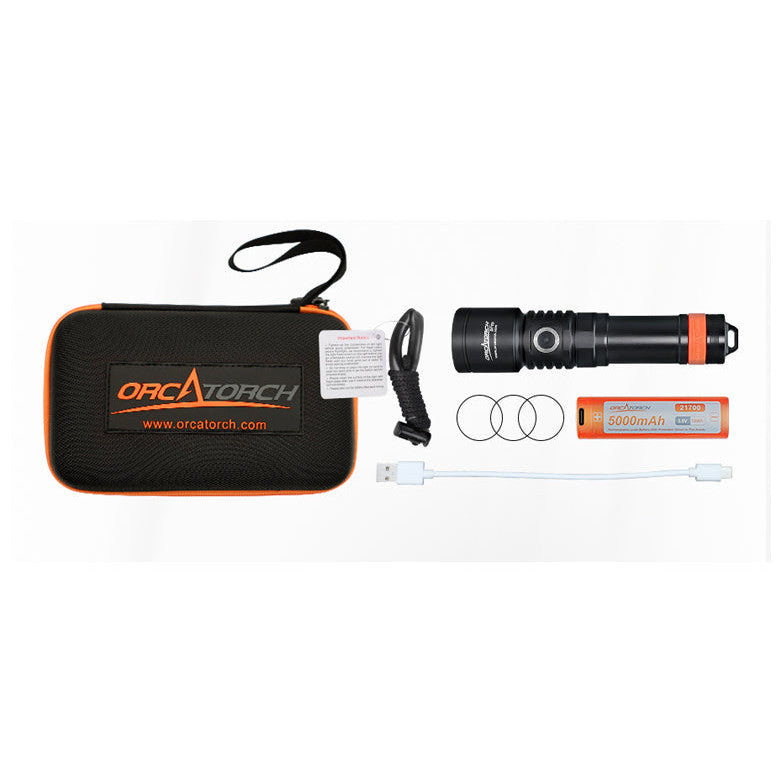 ORCATORCH D710 3000 Lumen USB-C Rechargeable Dive Light for Technical Recreational Diving