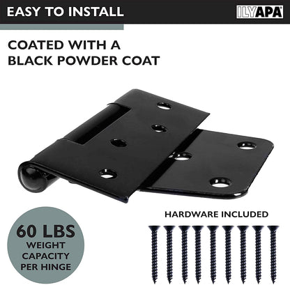 Ilyapa Heavy Duty Shed Door Hinges 4 Pack Black