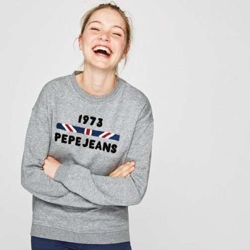 Pepe Jeans Women's Mickey Mouse Grey Casual Cotton Blend Sweatshirt