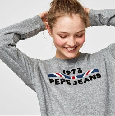 Pepe Jeans Women's Mickey Mouse Grey Casual Cotton Blend Sweatshirt