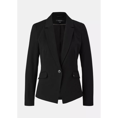 Elegant Fitted Viscose Blend Black Blazer for Women - Business & Casual