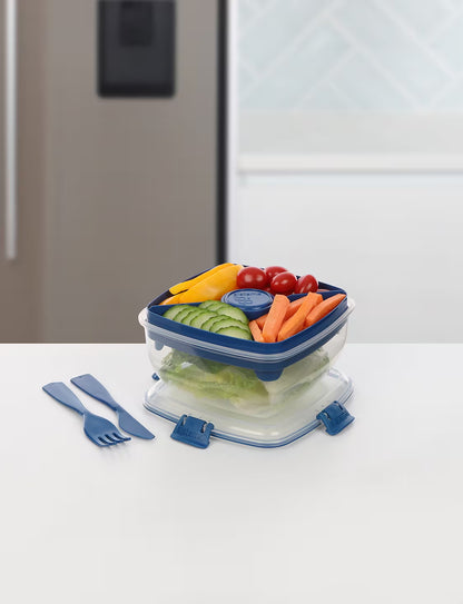 Sistema 1.1L Salad Bento Box, Divided Tray, With Fork & Knife