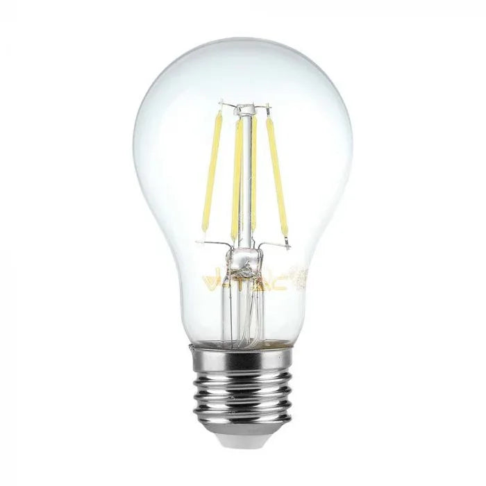 V-TAC 6W A60 Filament LED Bulb, Clear Cover, 3000K E27 - Gomix Brands Outlet
