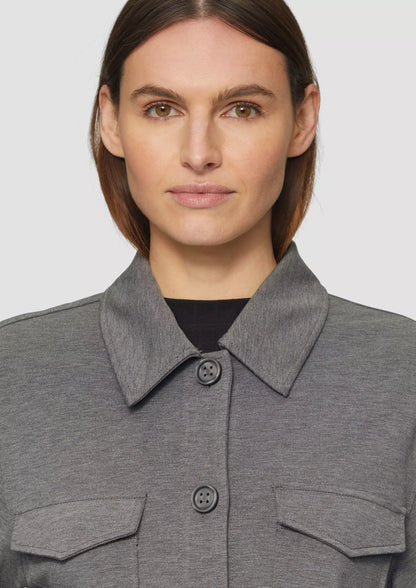 Mottled Interlock Jersey Light Jacket for Women - Casual Grey Button-Up