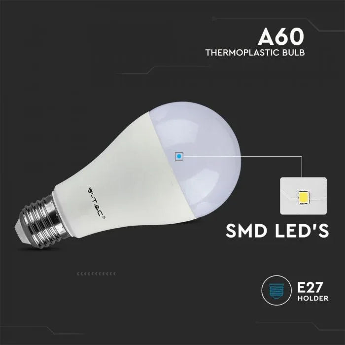 V-TAC VT-1900 A60 LED Bulb 8.5W 4000K E27 Plastic 3-Pack - Gomix Brands Outlet