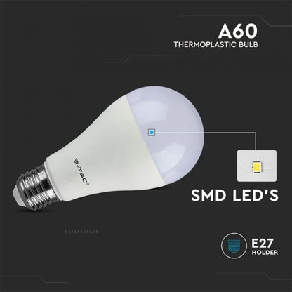 V-TAC VT-1900 A60 LED Bulb 8.5W 4000K E27 Plastic 3-Pack - Gomix Brands Outlet