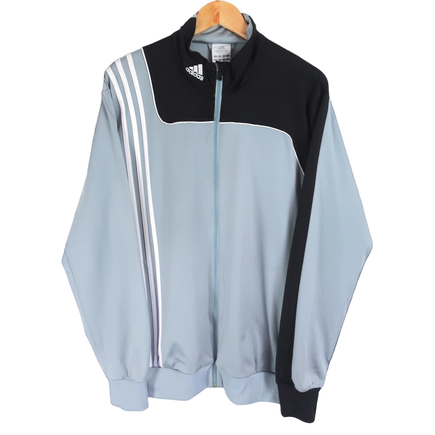 Vintage Adidas Light Grey & Black Tracksuit Jacket – Large