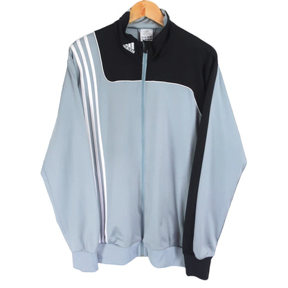 Vintage Adidas Light Grey & Black Tracksuit Jacket – Large