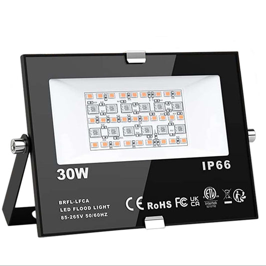 Smart RGB LED Floodlight 30W: App Controlled, Waterproof Outdoor Lighting