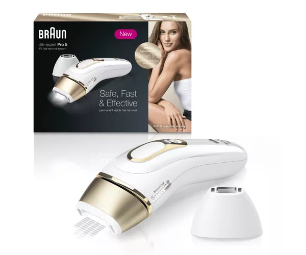 Braun Silk-expert Pro 5 IPL Permanent Hair Removal System White & Gold