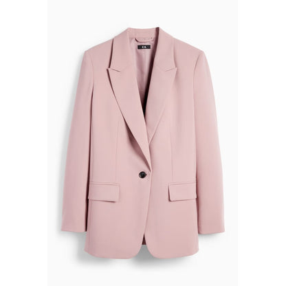 Elegant Women's Pink Relaxed Fit Long Blazer - Sustainable Woven Fabric