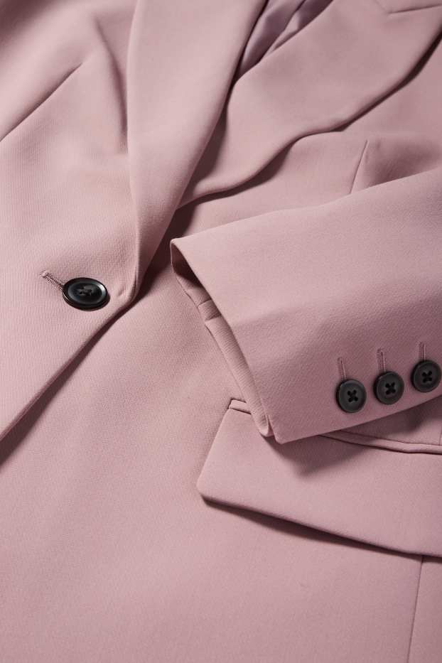 Elegant Women's Pink Relaxed Fit Long Blazer - Sustainable Woven Fabric