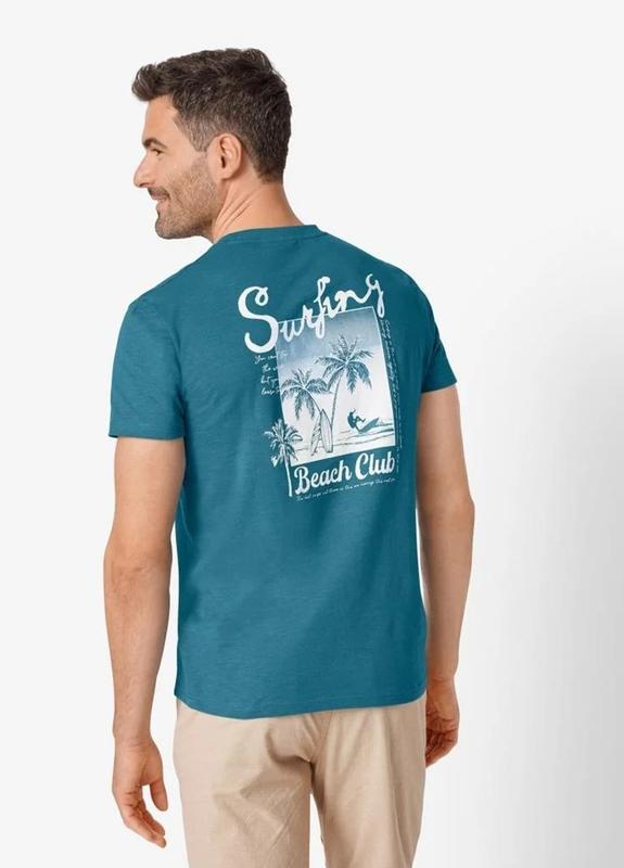 Livergy Men's Cotton T-Shirt with Print Turquoise